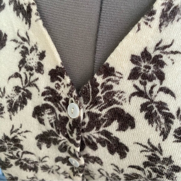 Susan Bristol Women's Floral Cropped Cardigal 100% Wool Size L - Picture 4 of 7